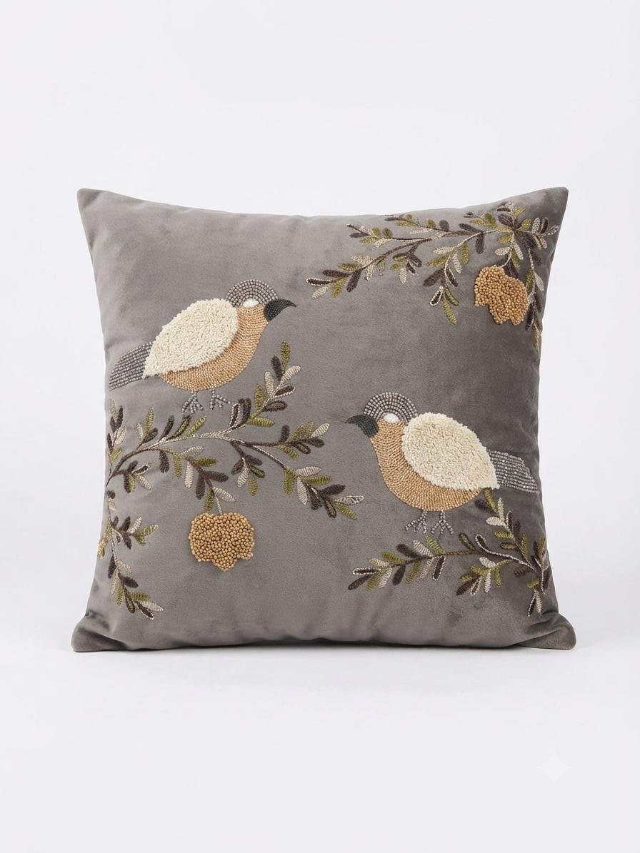 Velvet Embroidered Cushion Covers Set of 2