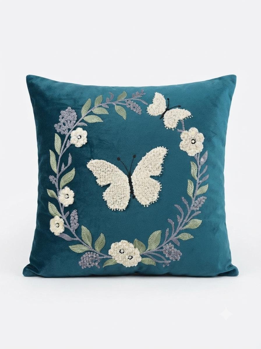 Velvet Embroidered Cushion Covers Set of 2