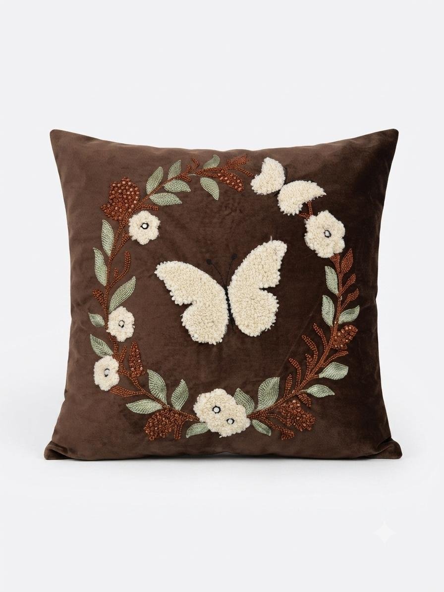 Velvet Embroidered Cushion Covers Set of 2
