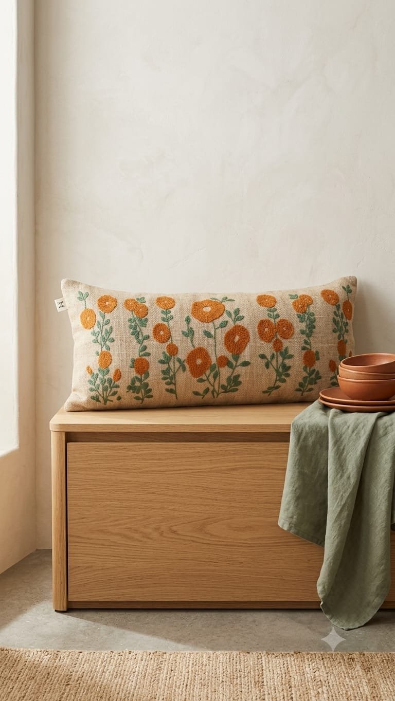 Cotton Embroidered Lumber with Filler