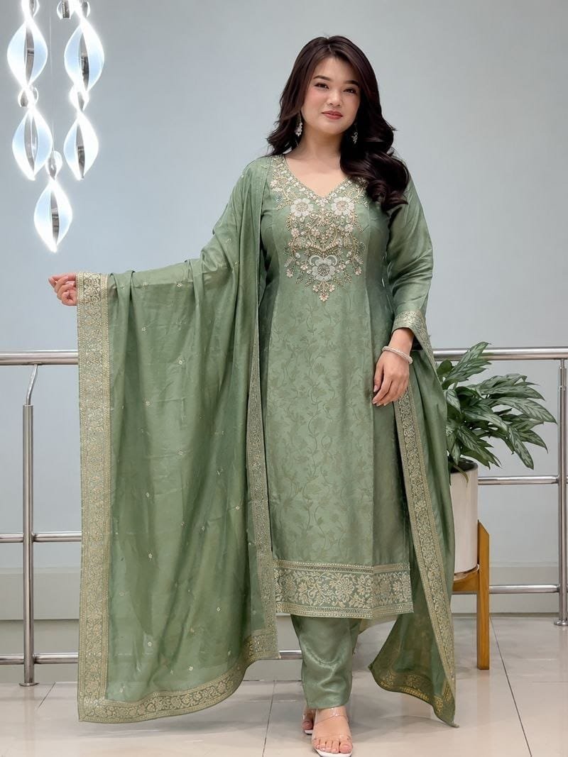 Malay Glass Tissue Stitched Suit Set