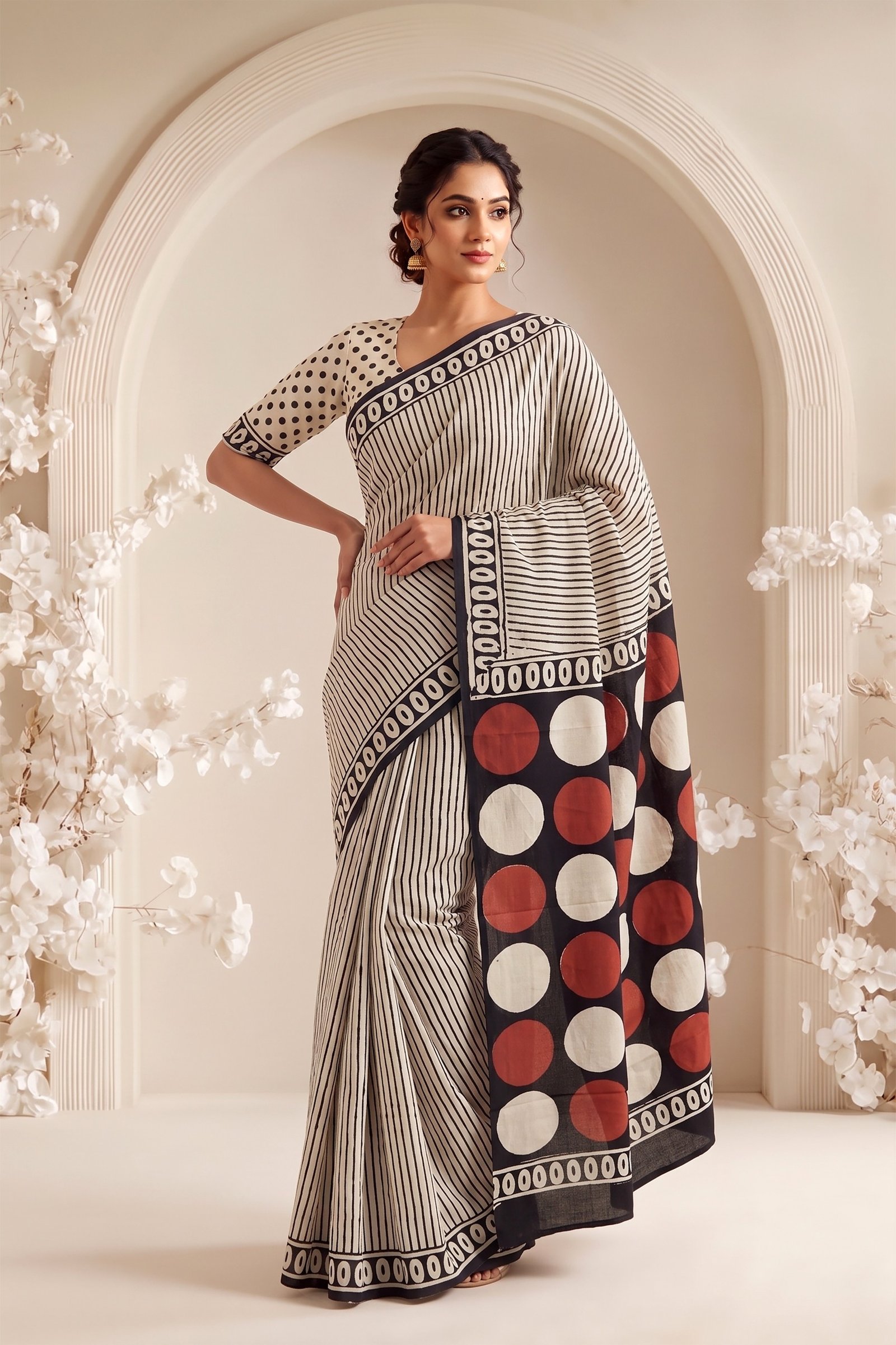 Cotton Hand Block Printed Saree