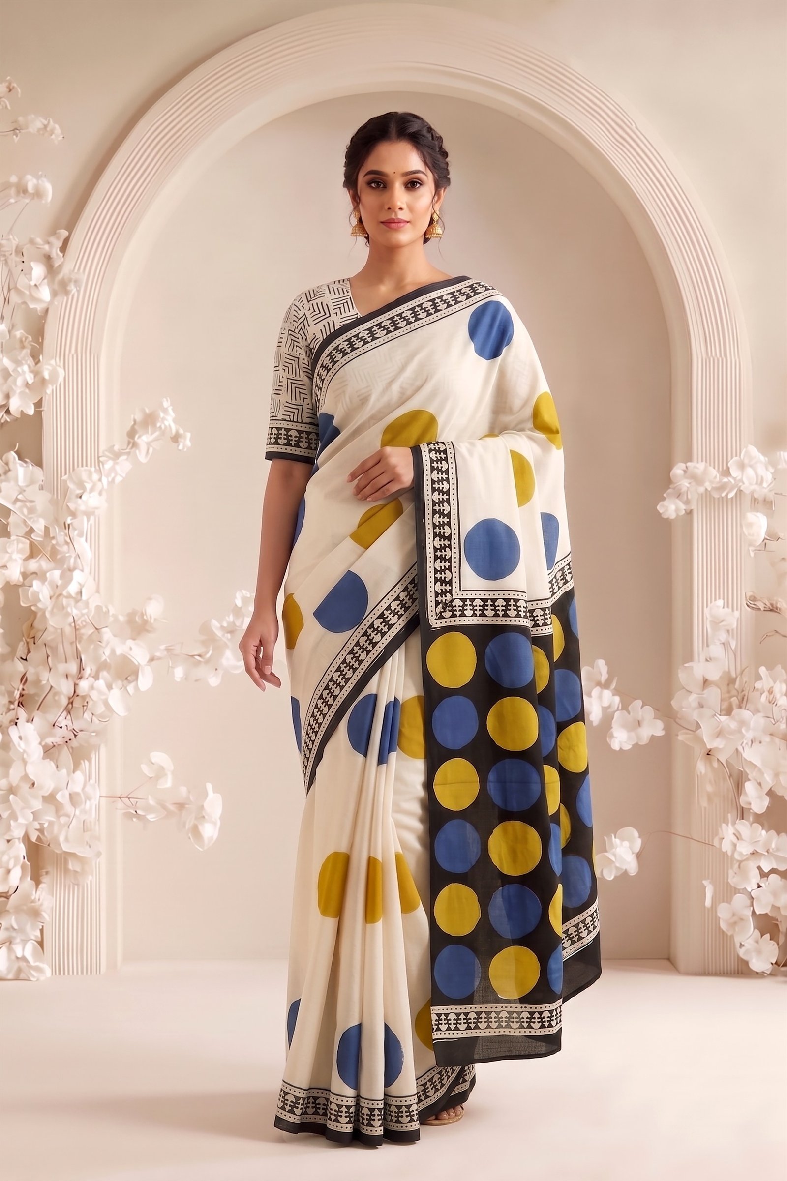 Cotton Hand Block Printed Saree