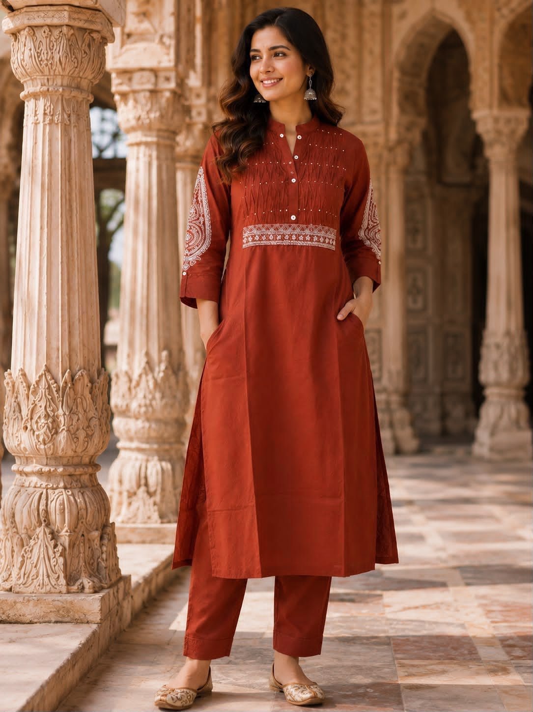 Cotton Embroidered Cord Set