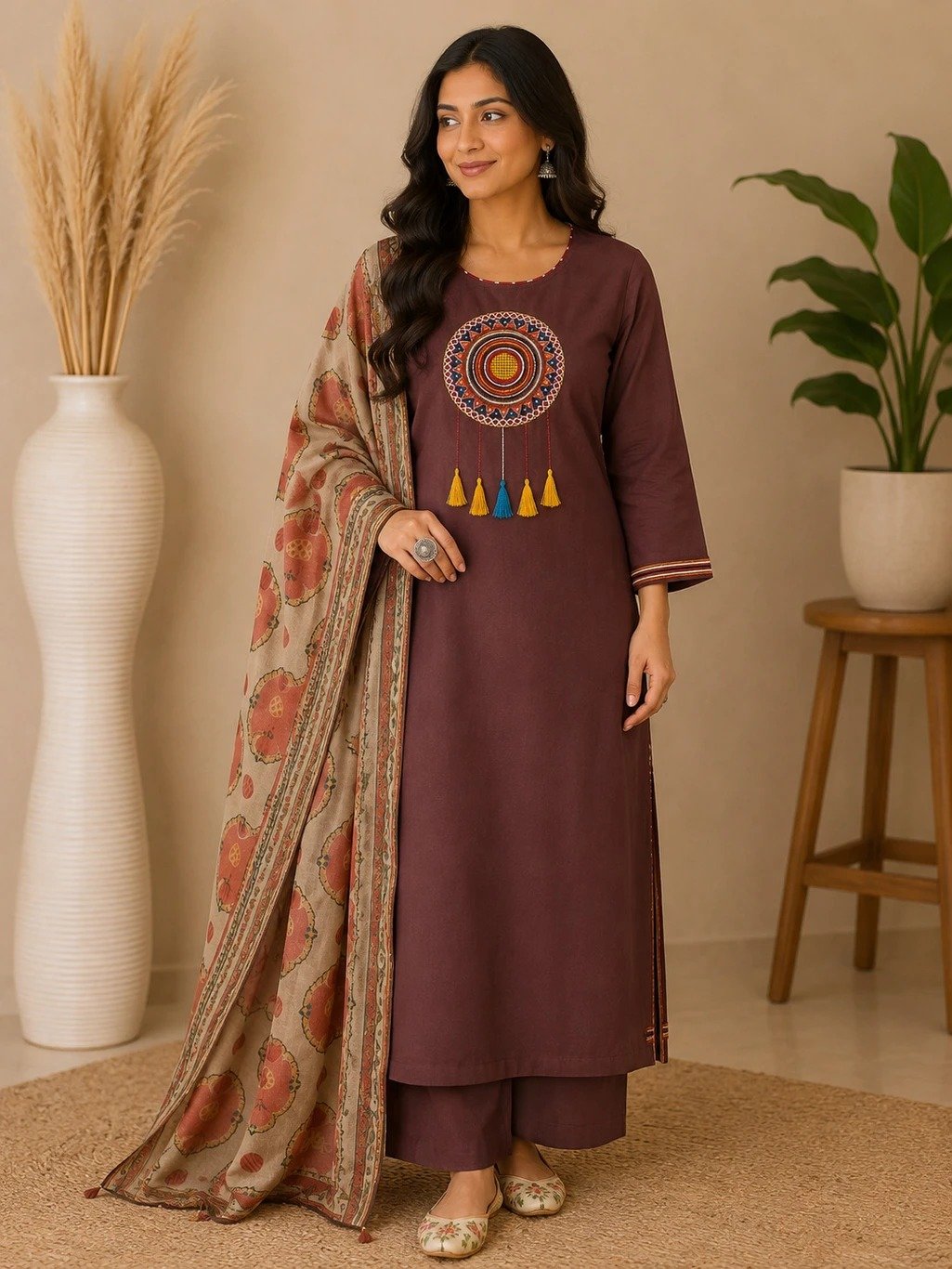Cotton Embroidered Stitched Suit Set