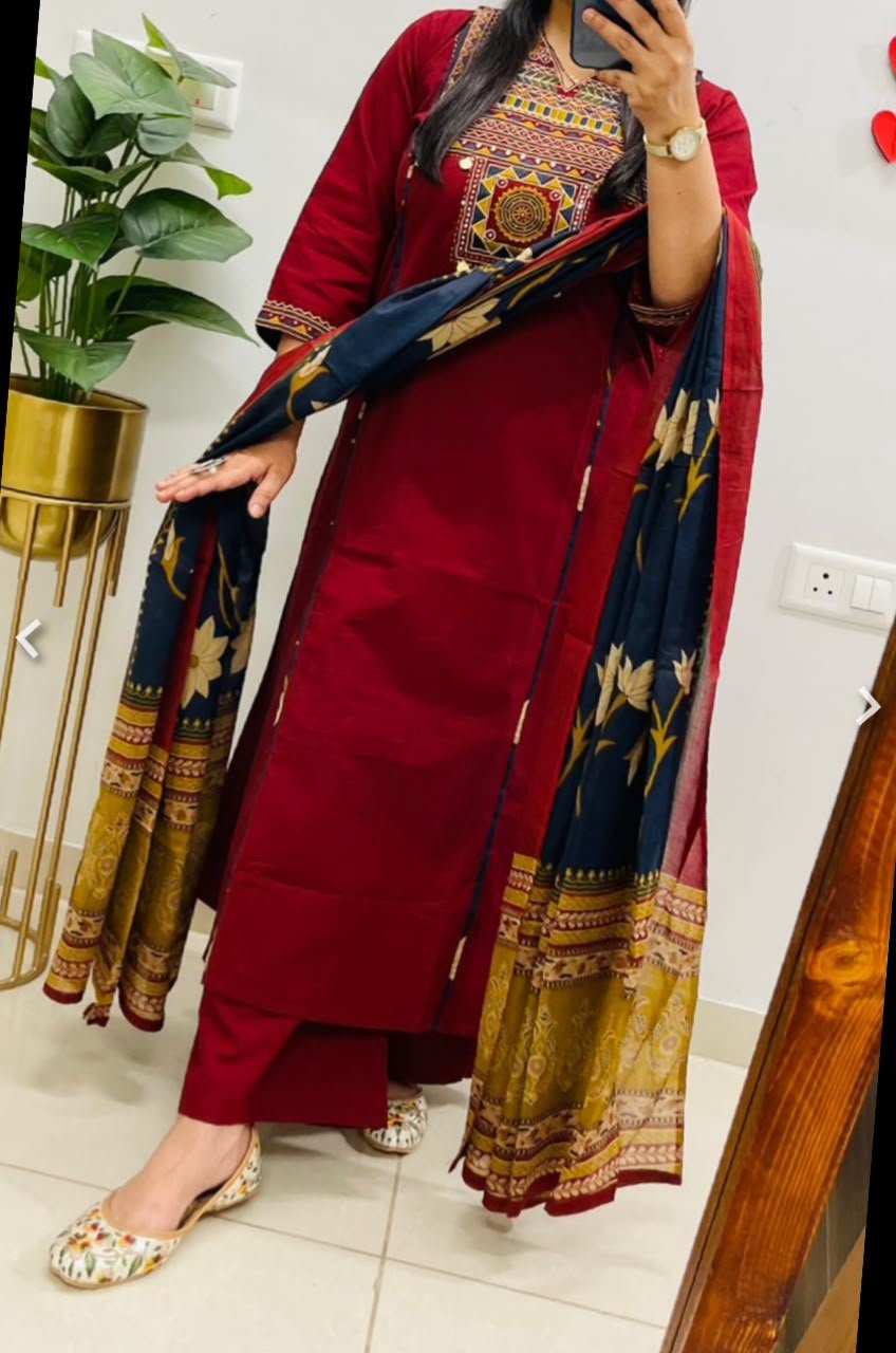 Cotton Embroidered Stitched Suit Set