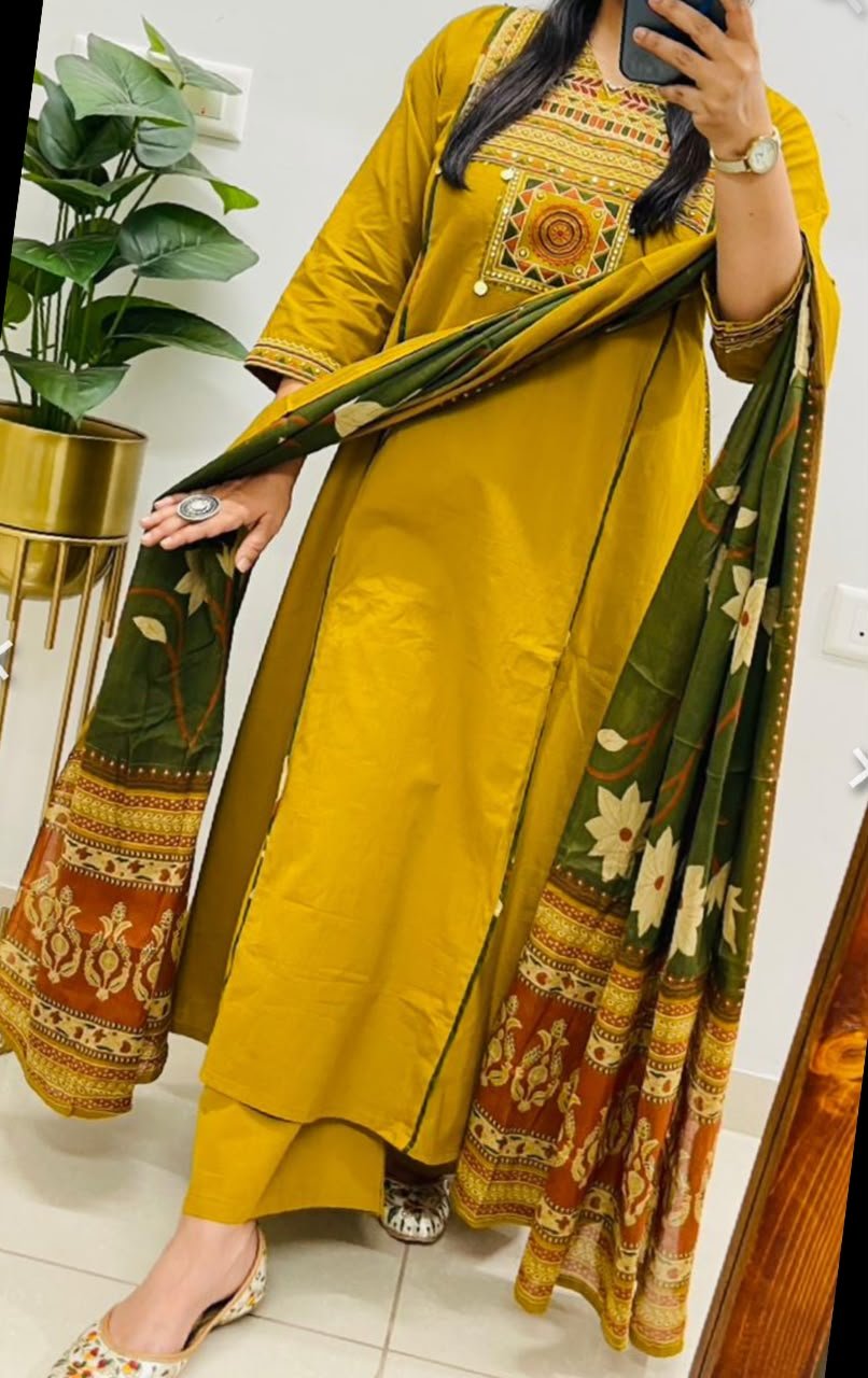 Cotton Embroidered Stitched Suit Set