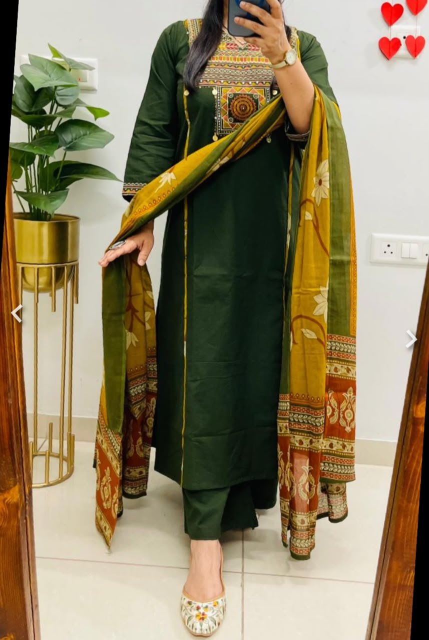 Cotton Embroidered Stitched Suit Set