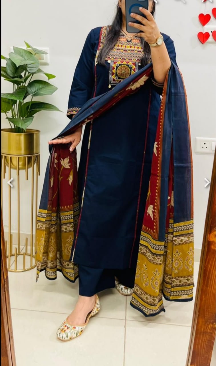 Cotton Embroidered Stitched Suit Set