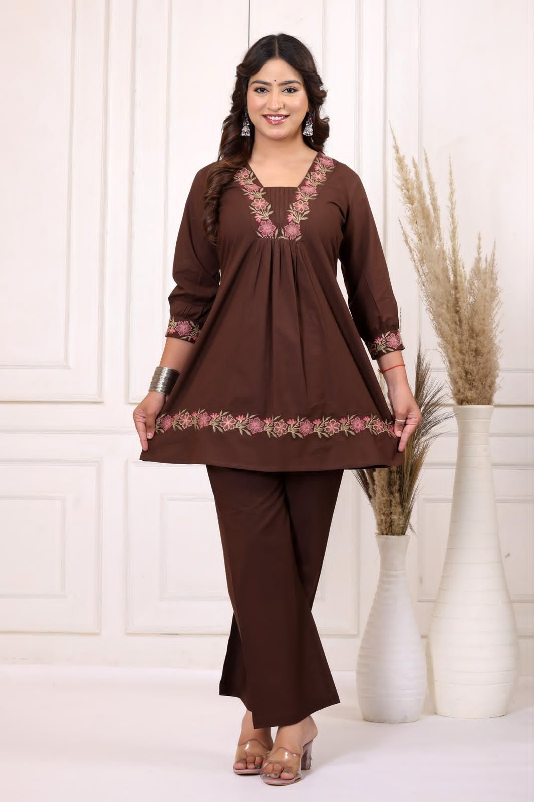 Cotton Embroidered Cord Set