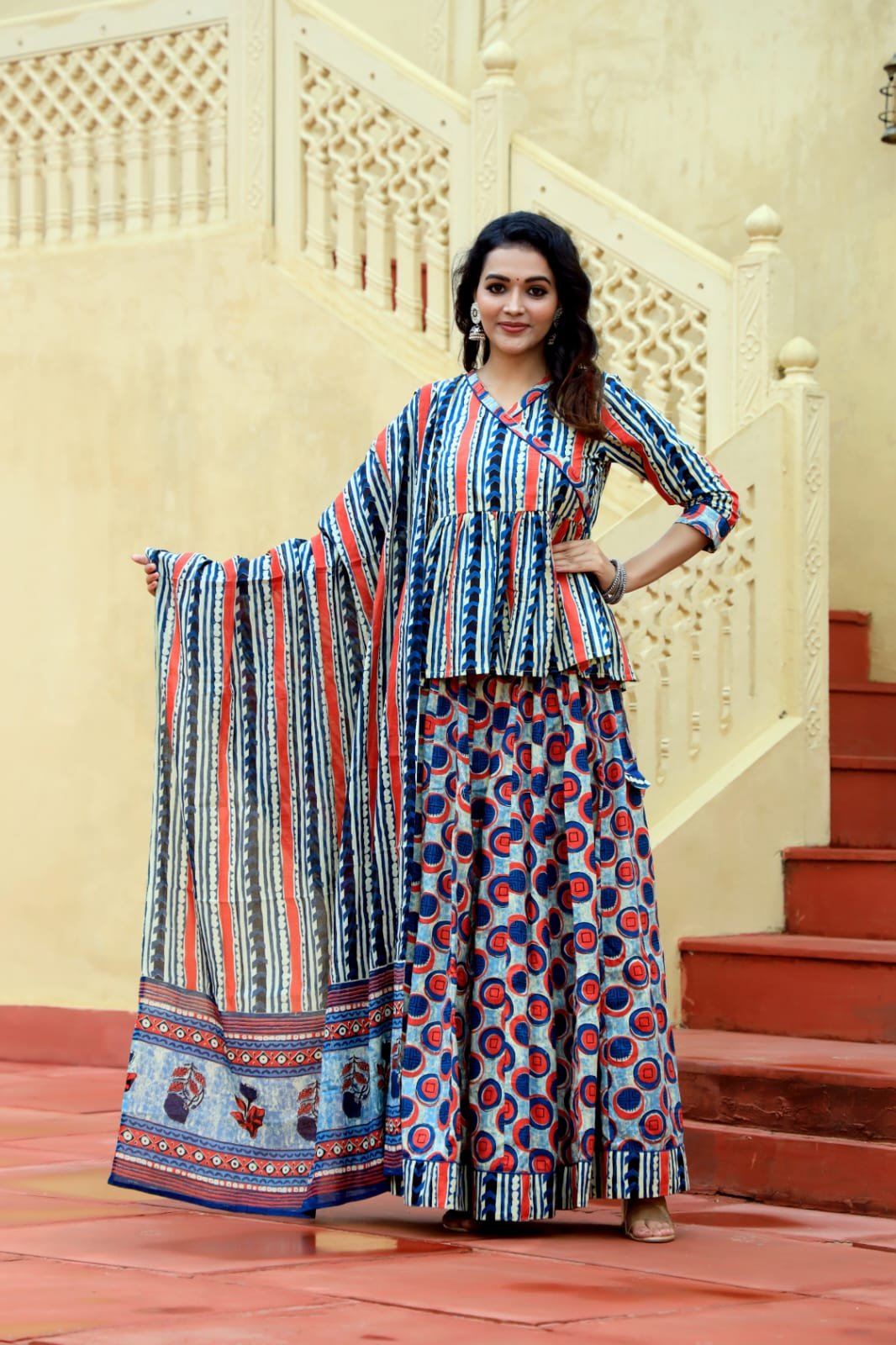Cotton Printed Lehenga Choli Set