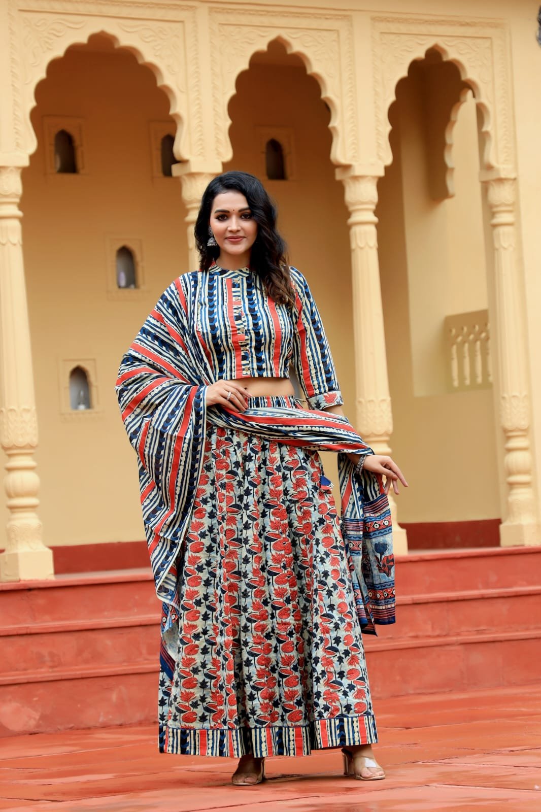 Cotton Printed Lehenga Choli Set