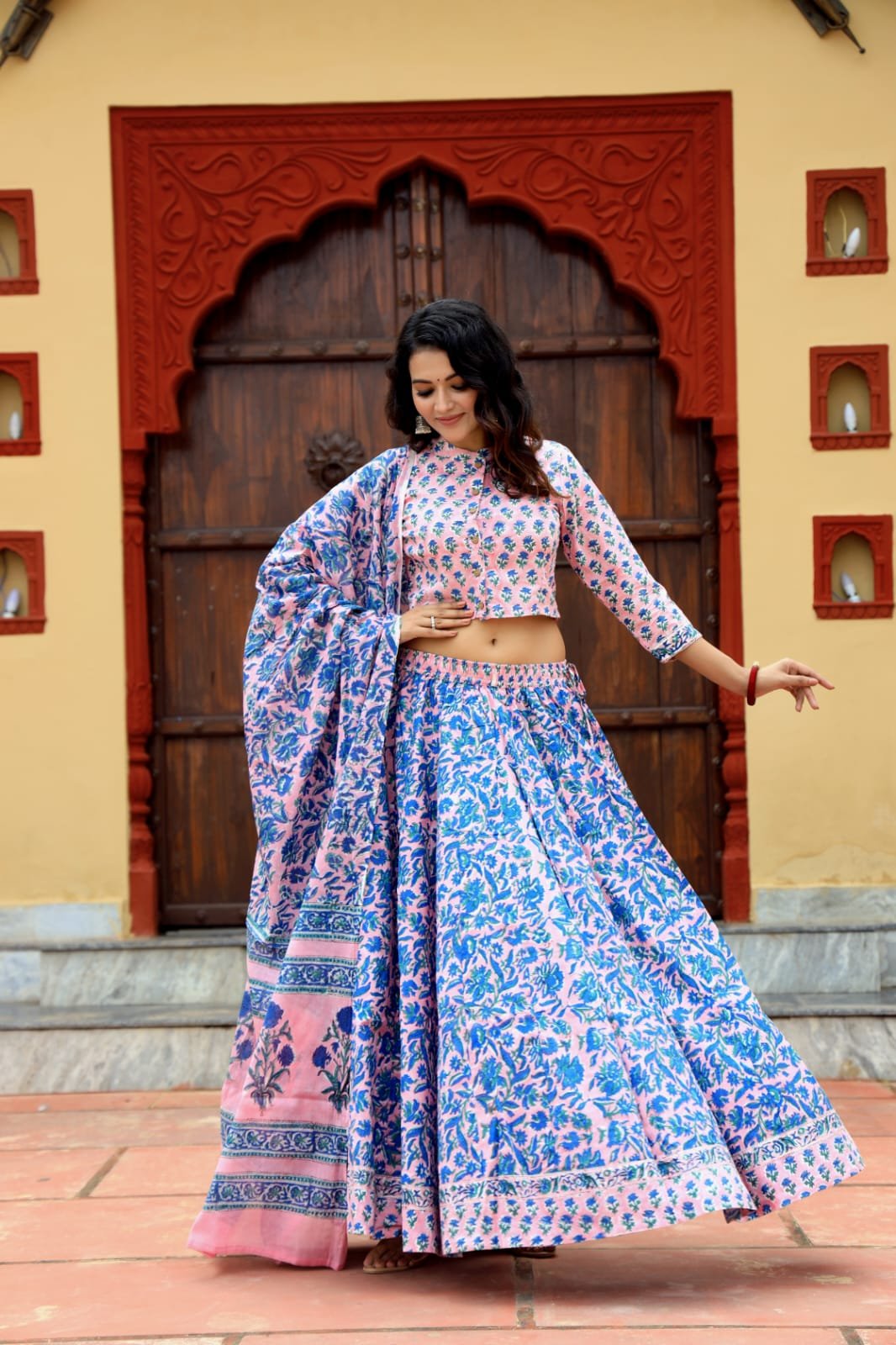 Cotton Printed Lehenga Choli Set