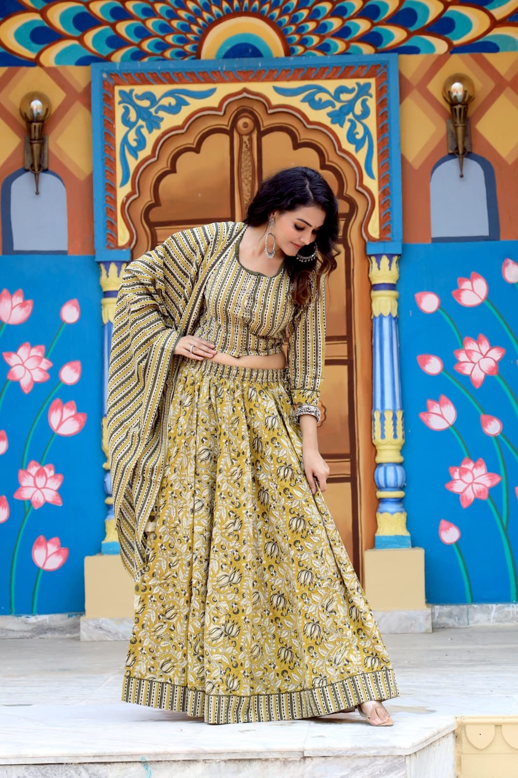 Cotton Printed Lehenga Choli Set