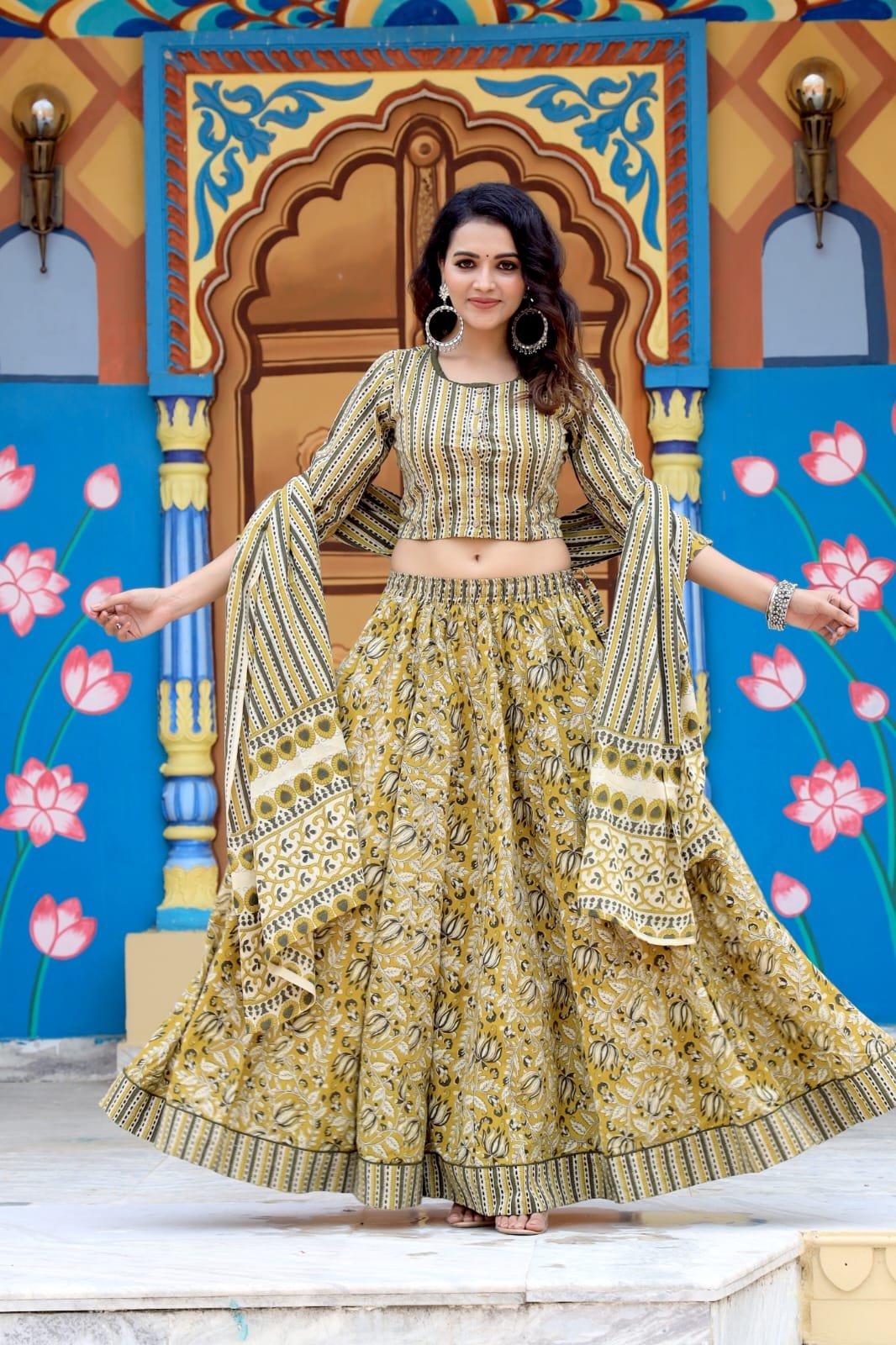 Cotton Printed Lehenga Choli Set