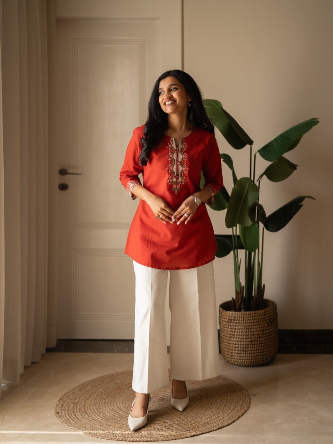 Cotton Embroidered Cord Set