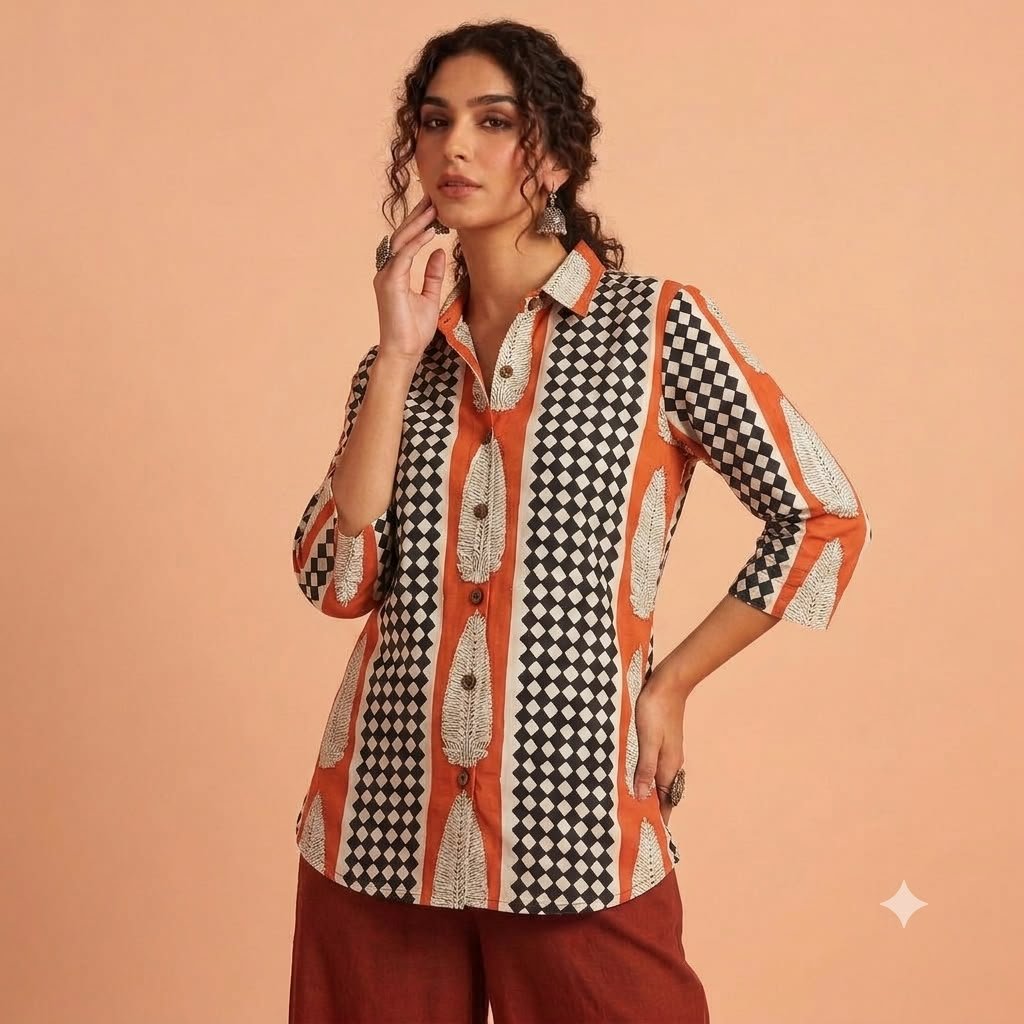 Cotton Printed Ladies Shirt