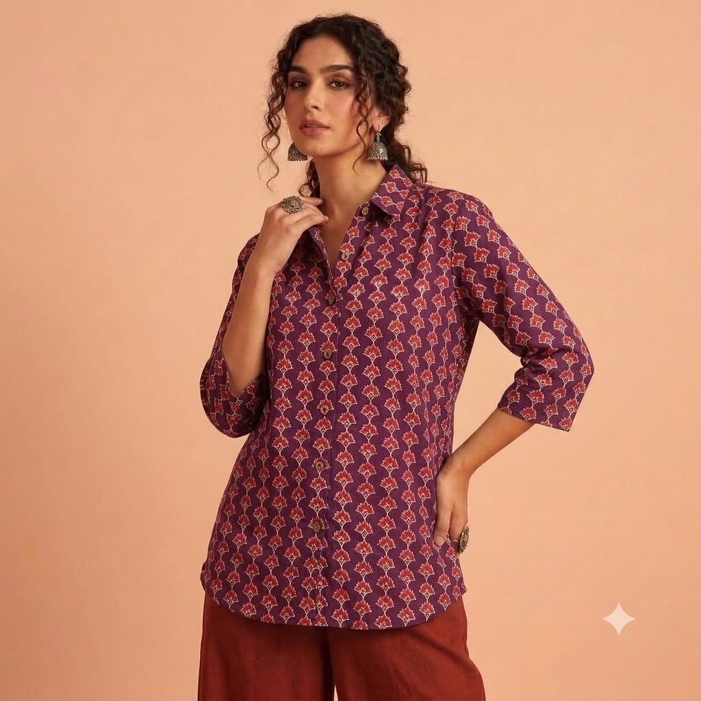 Cotton Printed Ladies Shirt