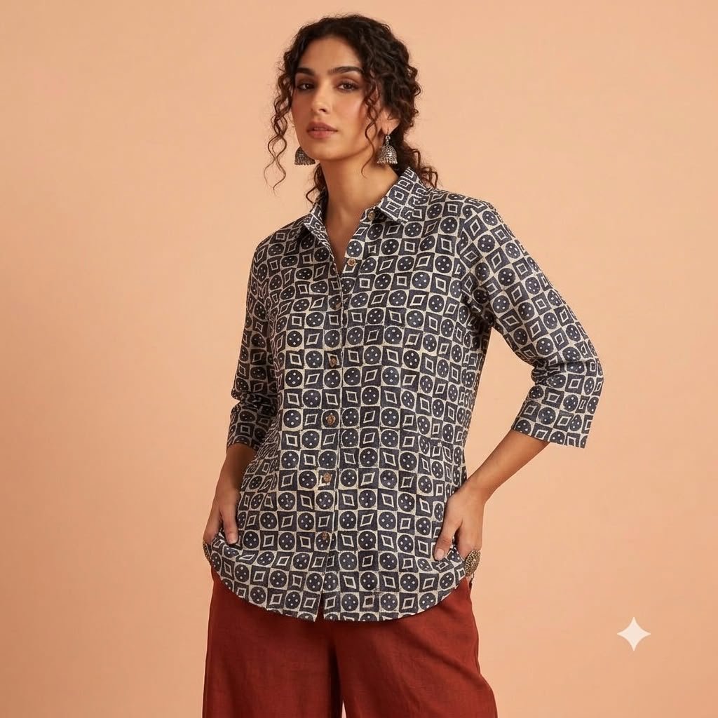 Cotton Printed Ladies Shirt