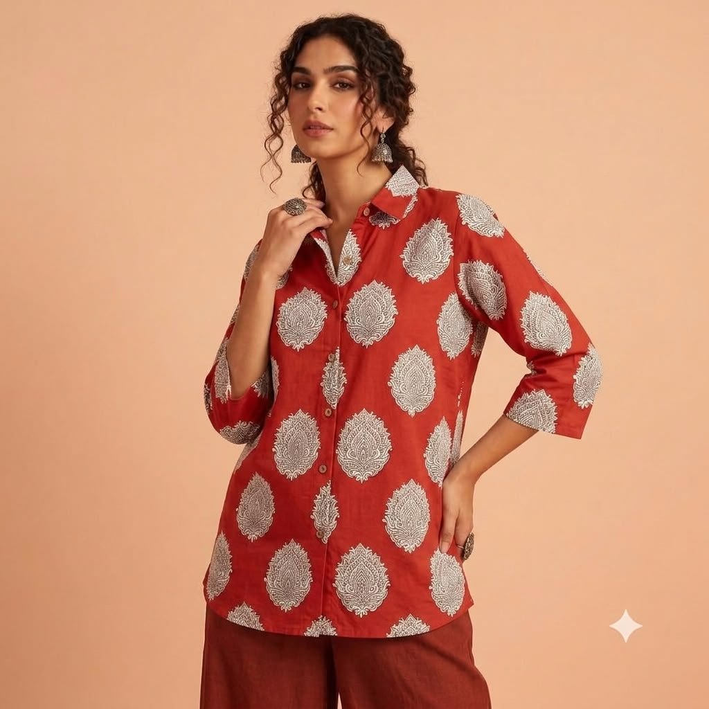 Cotton Printed Ladies Shirt