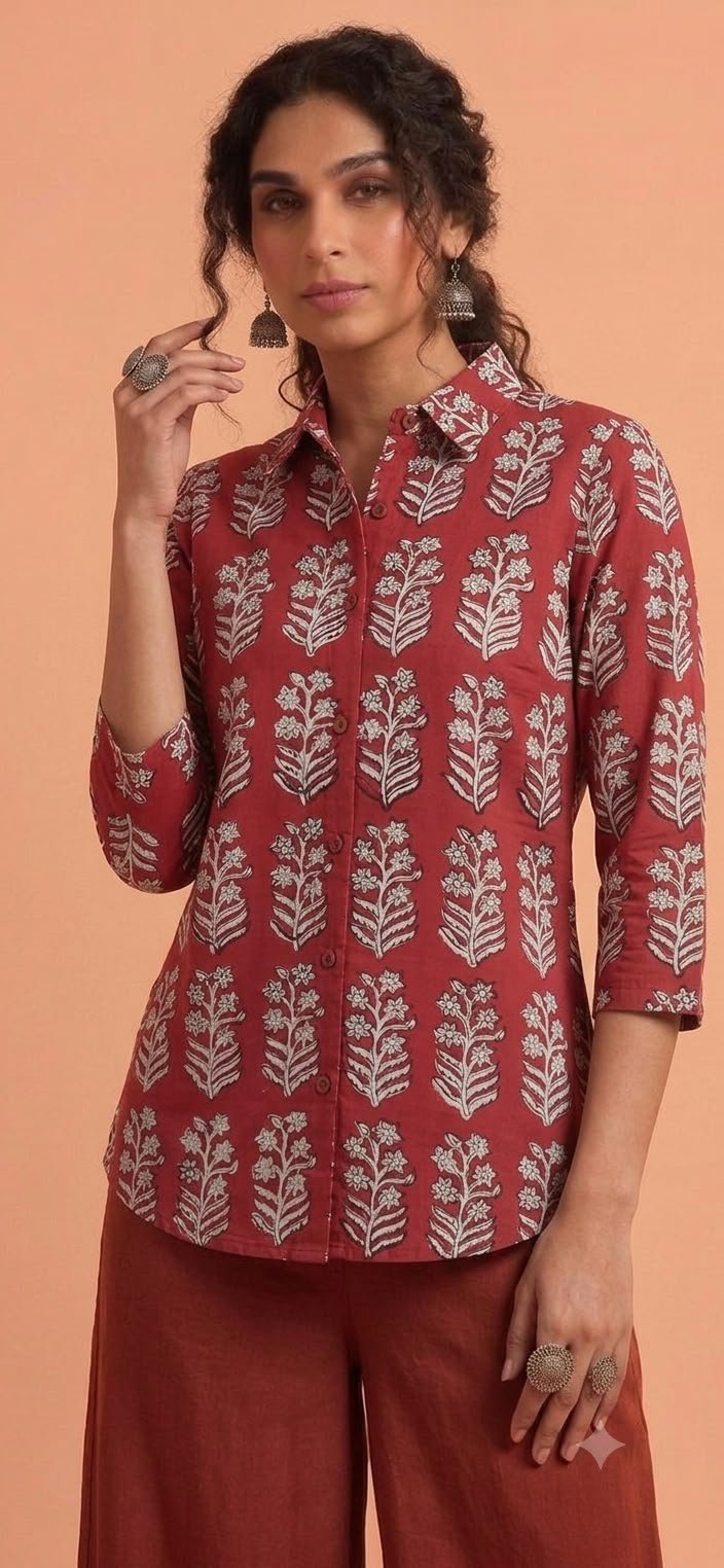 Cotton Printed Ladies Shirt