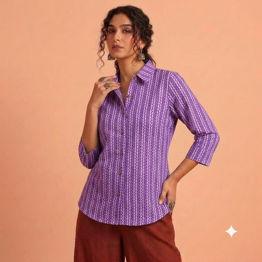 Cotton Printed Ladies Shirt