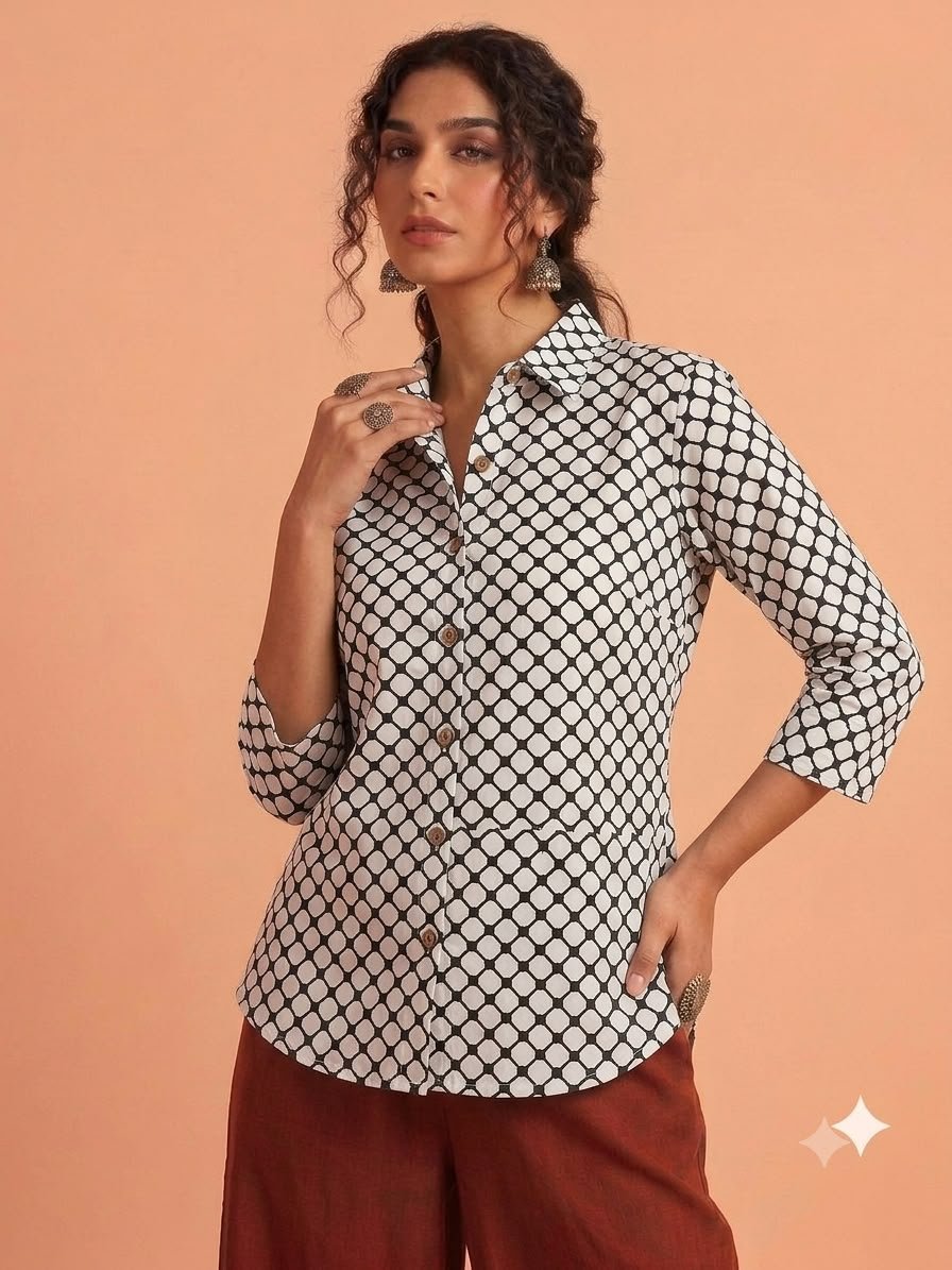 Cotton Printed Ladies Shirt