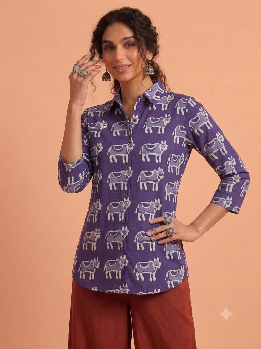Cotton Printed Ladies Shirt