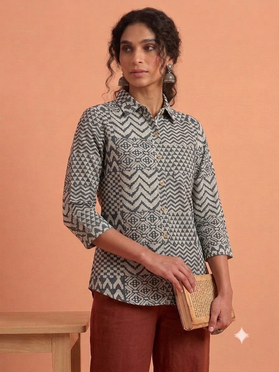 Cotton Printed Ladies Shirt