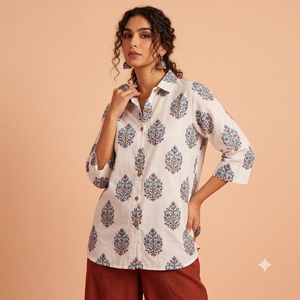 Cotton Printed Ladies Shirt