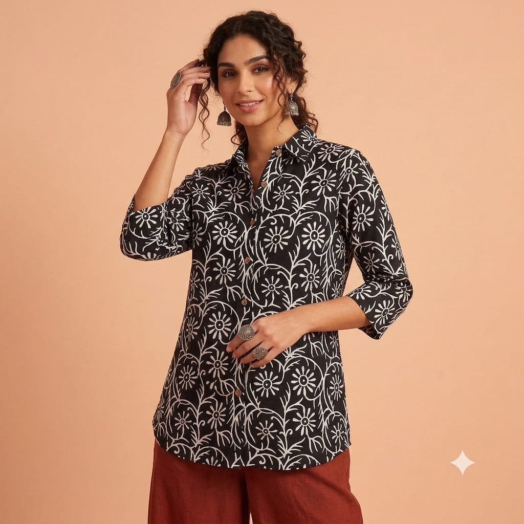 Cotton Printed Ladies Shirt