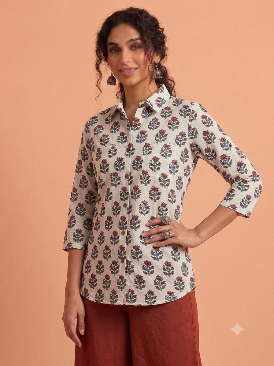 Cotton Printed Ladies Shirt