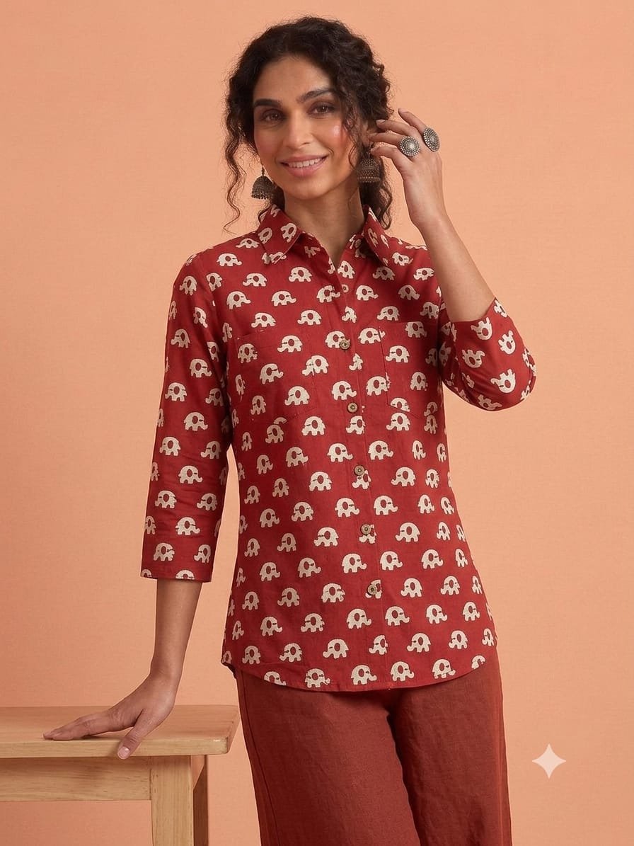 Cotton Printed Ladies Shirt