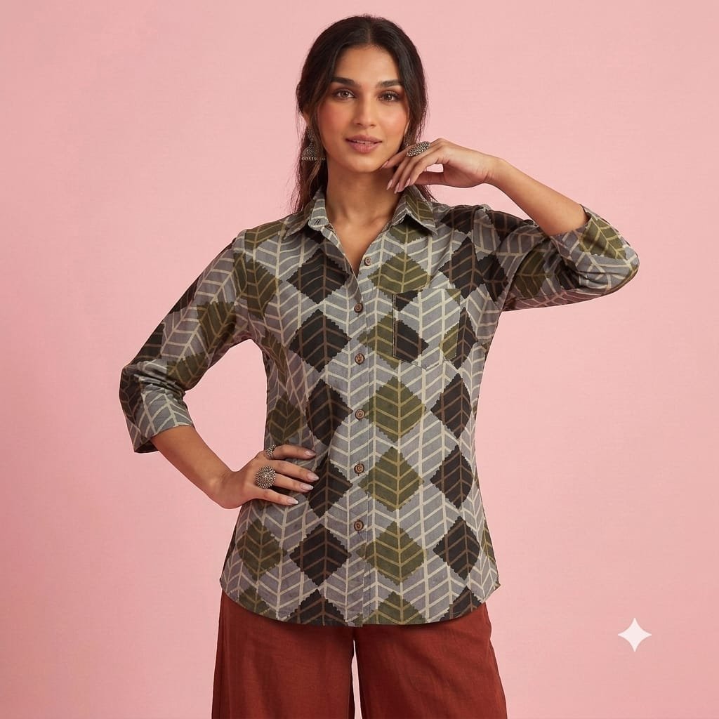 Cotton Printed Ladies Shirt