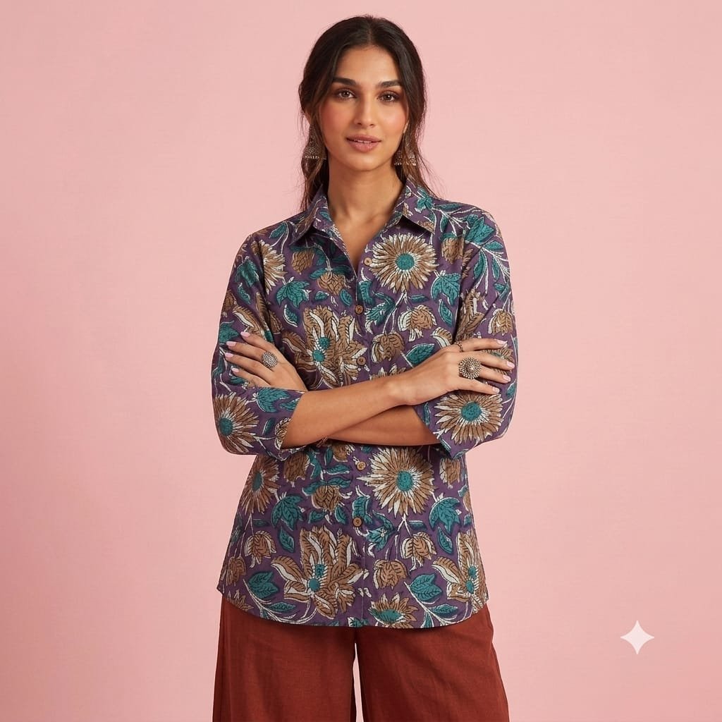 Cotton Printed Ladies Shirt