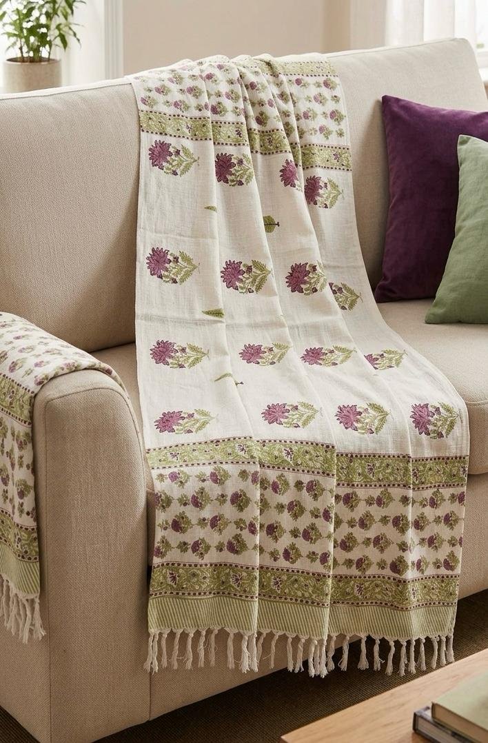Hand Block Printed Sofa Throw
