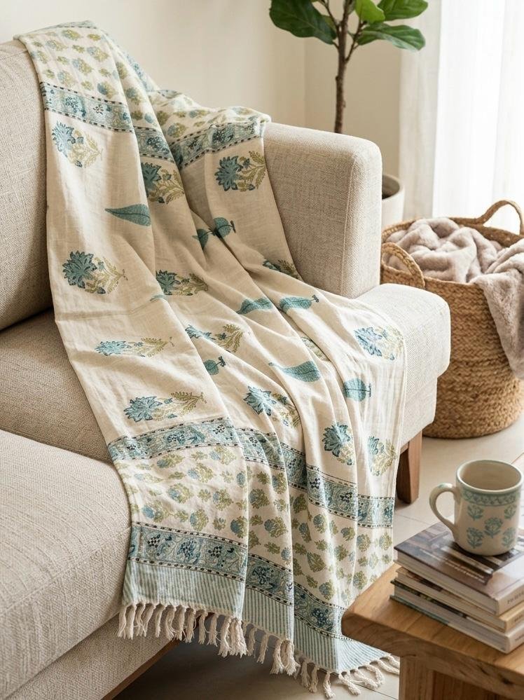 Hand Block Printed Sofa Throw