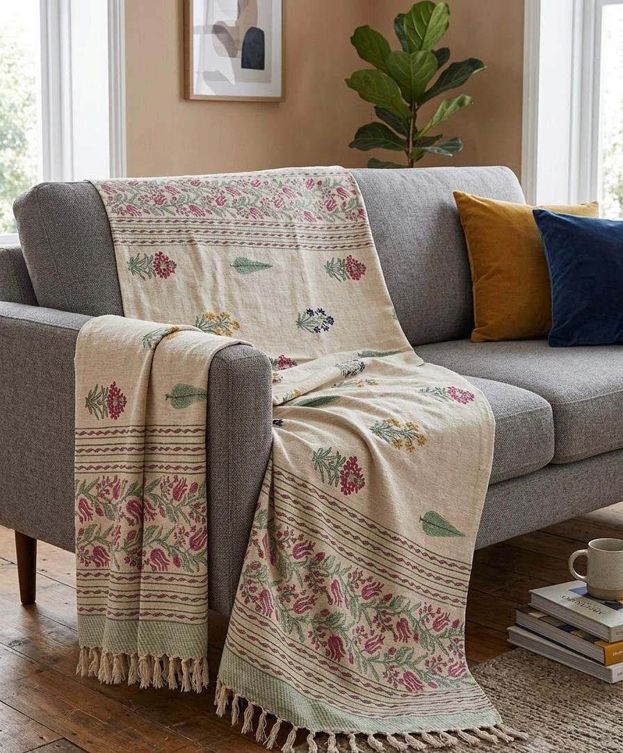 Hand Block Printed Sofa Throw
