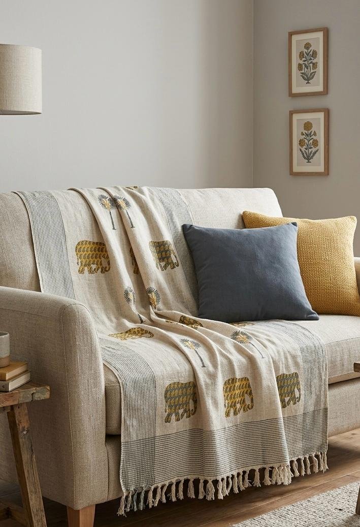 Hand Block Printed Sofa Throw