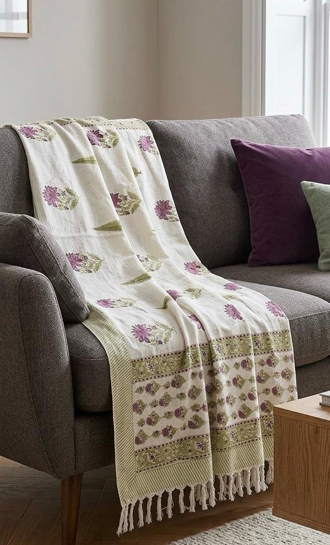 Hand Block Printed Sofa Throw