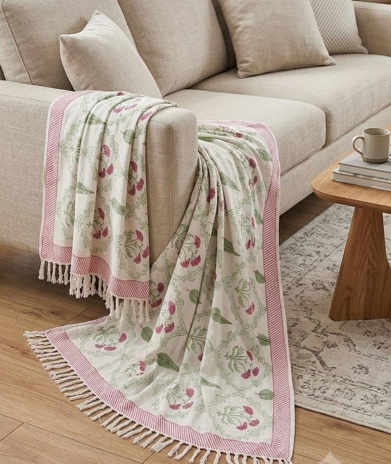 Hand Block Printed Sofa Throw