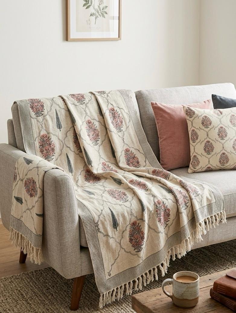 Hand Block Printed Sofa Throw