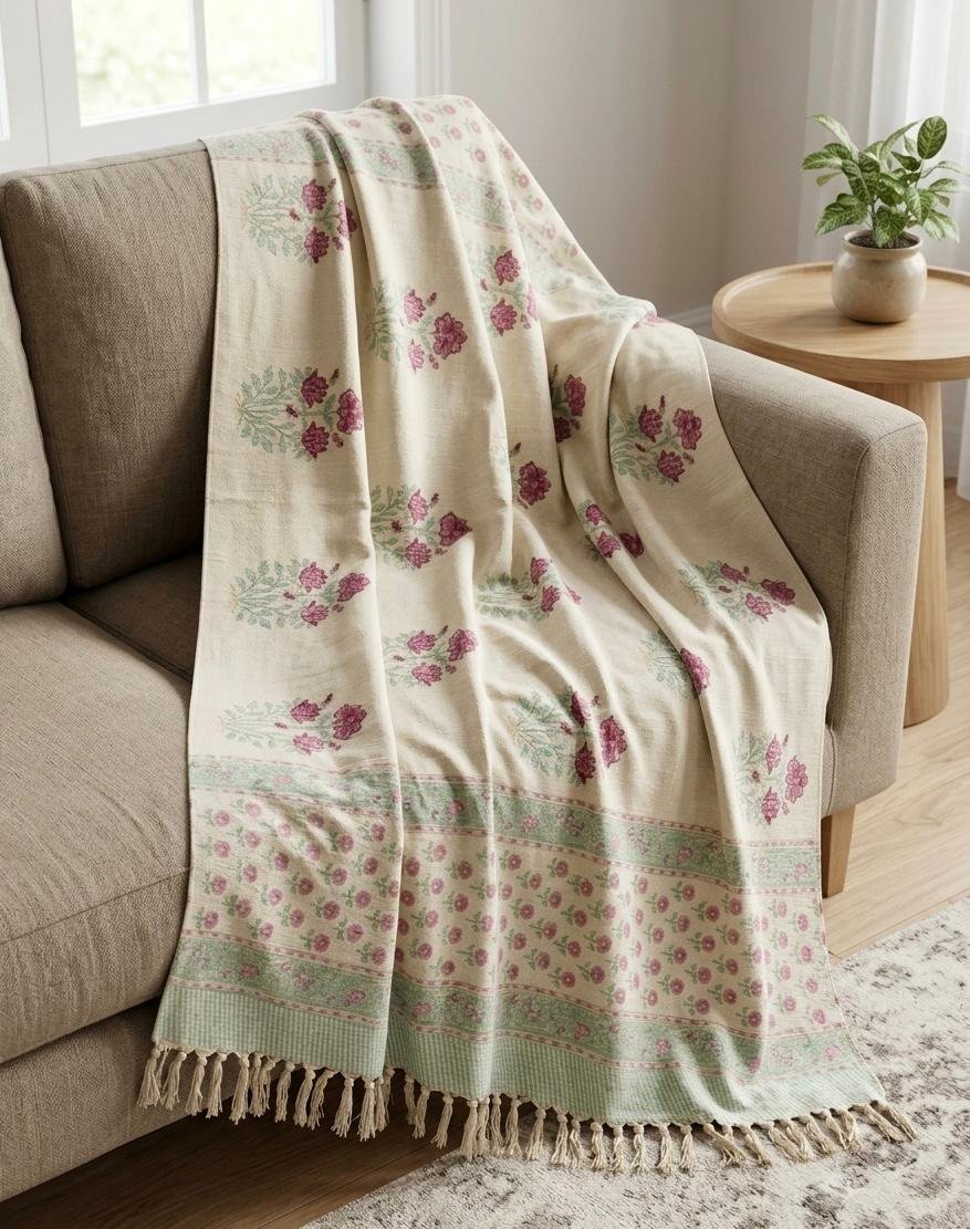 Hand Block Printed Sofa Throw
