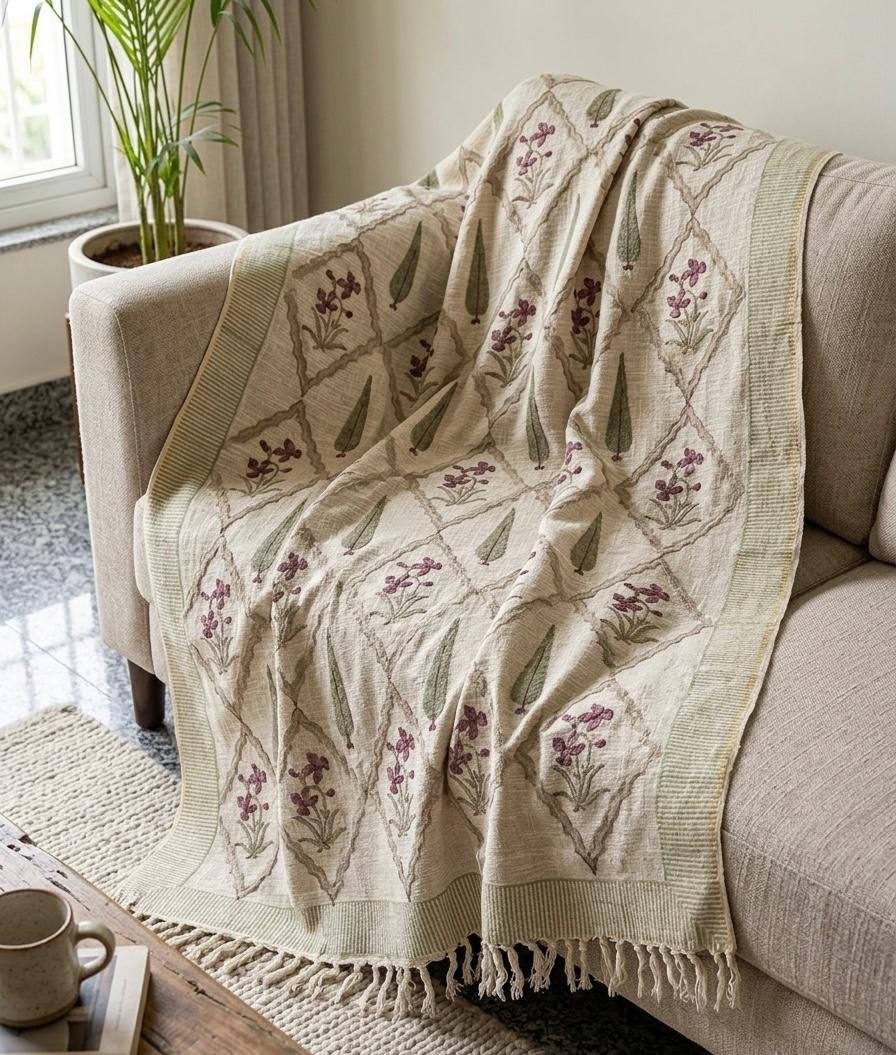Hand Block Printed Sofa Throw