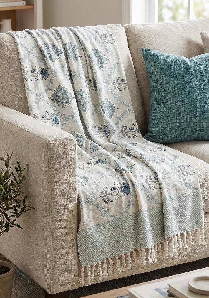 Hand Block Printed Sofa Throw