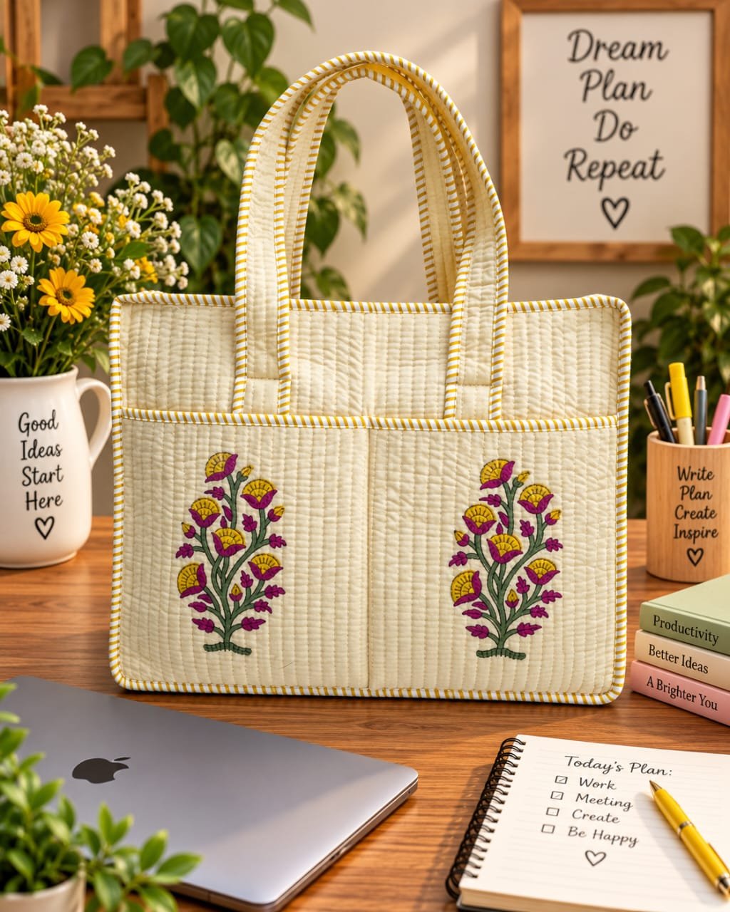 Cotton Printed Quilted Laptop Bag
