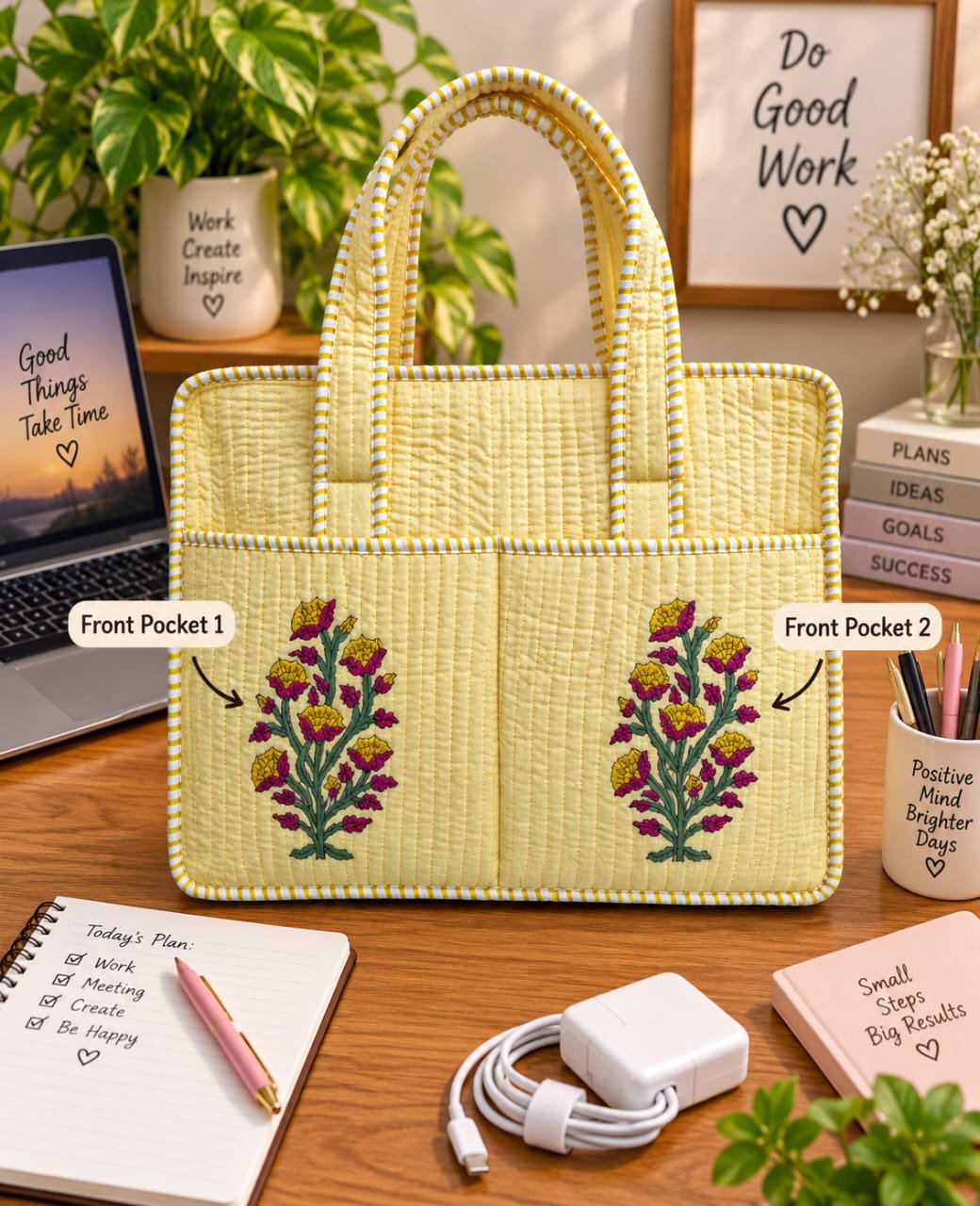 Cotton Printed Quilted Laptop Bag