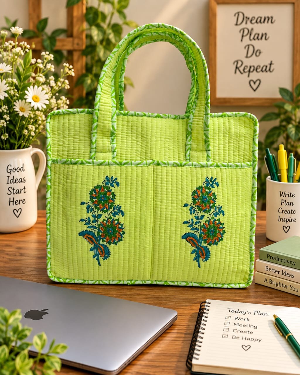 Cotton Printed Quilted Laptop Bag