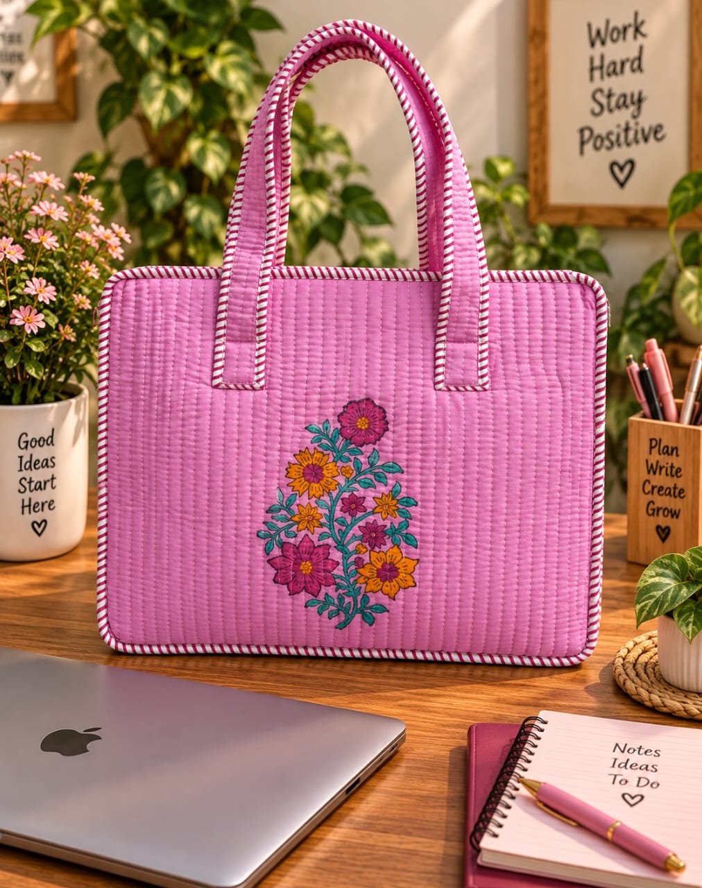 Cotton Printed Quilted Laptop Bag