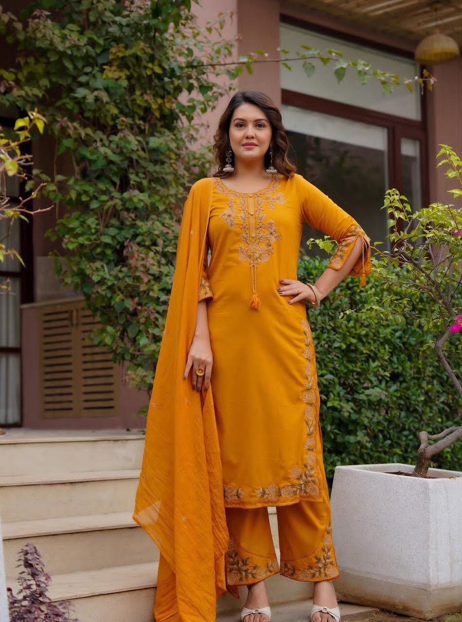 Cotton Embroidered Stitched Suit Set